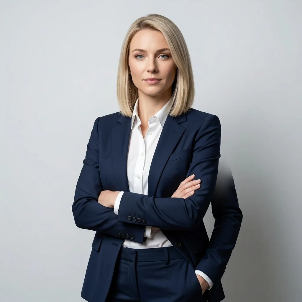 Sleek bob и power suit — бизнес-портрет