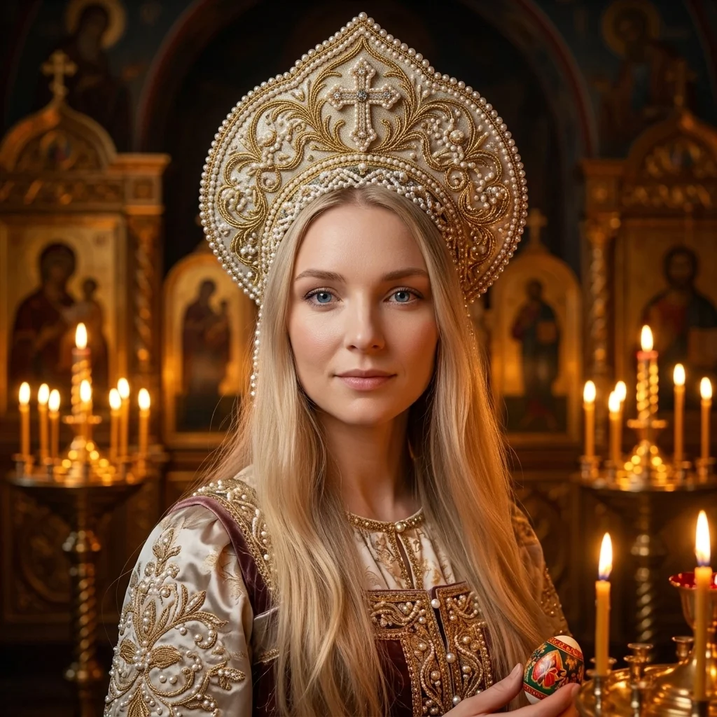 Пасхальный портрет в кокошнике