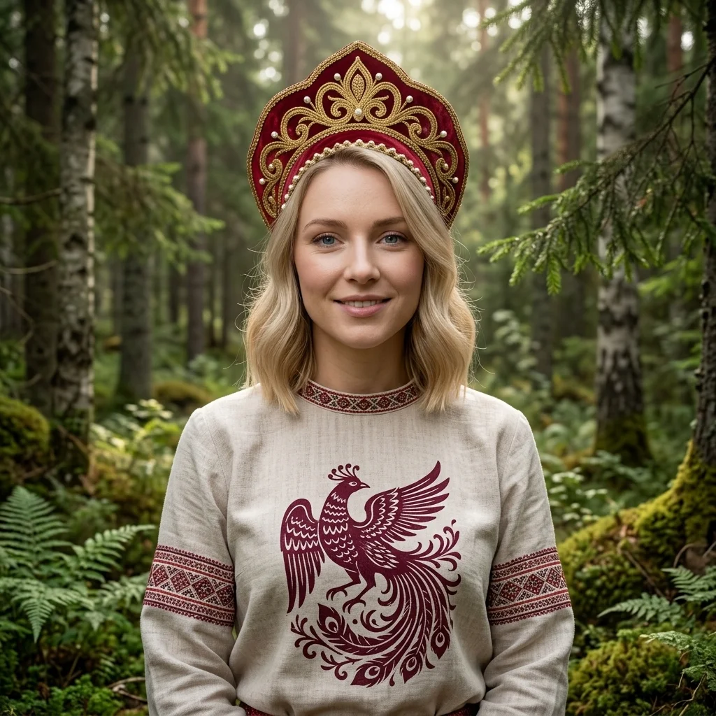 Русский кокошник в лесу