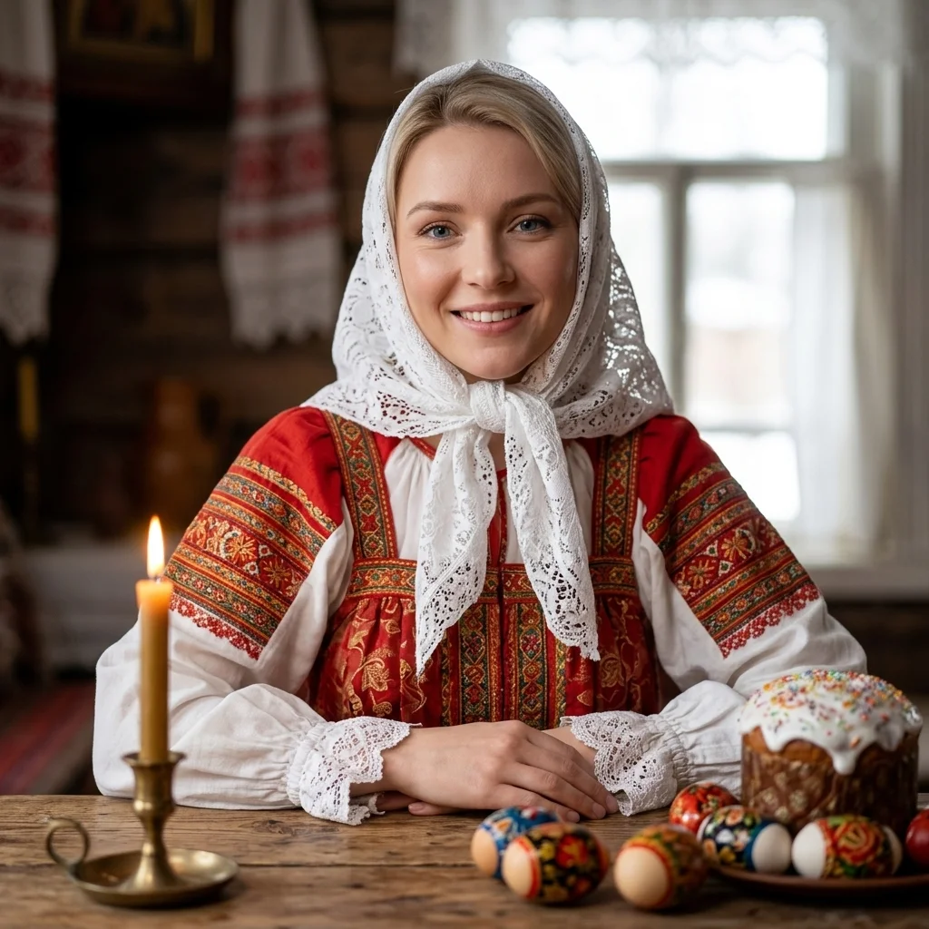 Славянская девушка в сарафане